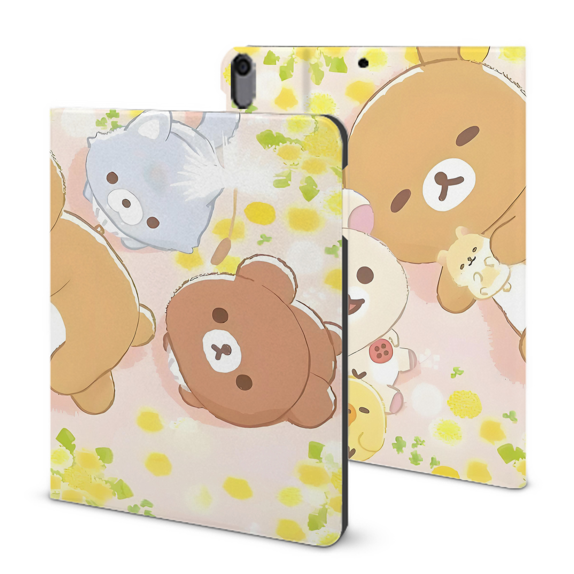 （画像用） リラックマ リラックマ キイロイトリ Rilakkuma Korilakkuma Kiiroitori IPad ケース ブック型 PUレザー TPU 耐衝撃 軽量 薄型 ペン収納なし 全面保護 IPad 各モデル対応